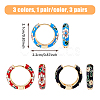 3 Pairs 3 Colors Brass Flower Pattern Hoop Earrings EJEW-FI0003-07-10