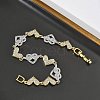 Heart Micro Pave Clear Cubic Zirconia Link Chain Bracelets for Women BJEW-C156-08A-GP-3