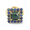 Natural Malachite & Lapis Lazuli Adjustable Ring RJEW-B030-01A-07-3