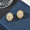 Dome-Shaped Brass & Clear Cubic Zirconia Ball Stud Earrings KK-CBA36A2-07G-2