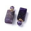 Faceted Natural Amethyst Openable Perfume Bottle Pendants G-P435-C-02G-1
