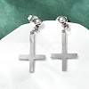 Christian Upside Down Cross 201 Stainless Steel Dangle Stud Earrings LS-EJEW-P314-01A-P-1