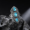 Teardrop & Oval Bohemian Style Zinc Alloy with Resin Imitation Moonstone/Rhinestone Finger Rings FS-WGFB6C4-04-1