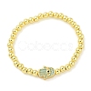 Brass Micro Pave Cubic Zirconia Beads Bracelets for Women BJEW-S158-09G-4