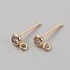 Brass Micro Pave Cubic Zirconia Flat Round Stud Earring Finding KK-WH0062-41B-G-2