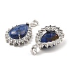 Dyed Natural Lapis Lazuli & Rhinestone Pendants G-K338-31P-08-2