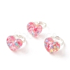 3D Resin Heart with Star Adjustable Ring RJEW-JR00457-1