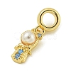Rack Plating Brass & Cubic Zirconia & ABS Plastic Pearl European Pendants KK-Z067-61C-G-2