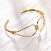 304 Stainless Steel Cuff Bangles for Women BJEW-S162-02G-1