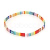 Bohemian Rainbow Glass Flat Double-Hole Bead Striped Women's Stretch Bracelets for Women QS8192-7-1