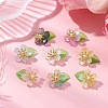 Flower Glass with Leaf Acrylic Charms HJEW-JM02572-02-2