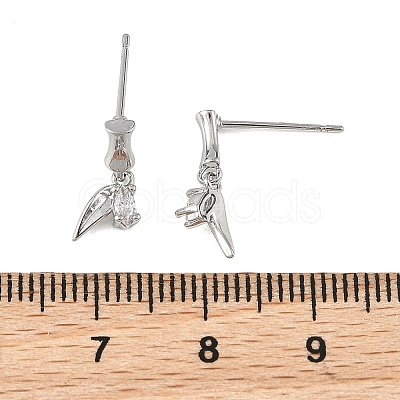 SHEGRACE Brass Micro Pave Cubic Zirconia Stud Earrings XGRQ4N869-713P-1