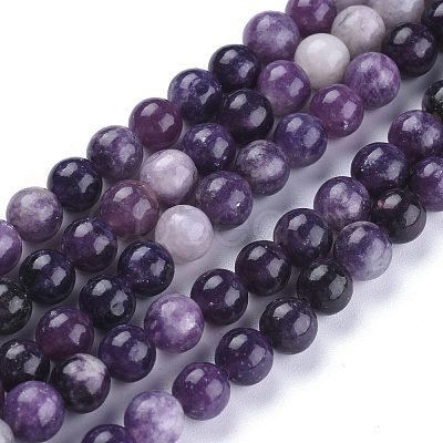 Natural Lepidolite/Purple Mica Stone Beads Strands X-G-K415-8mm-1