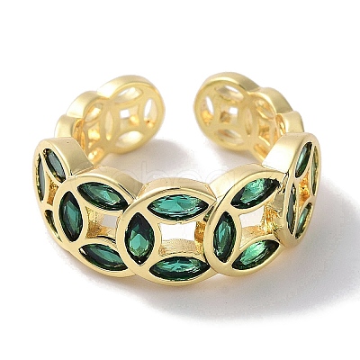 Brass Micro Pave Cubic Zirconia Cuff Rings RJEW-G310-20G-1