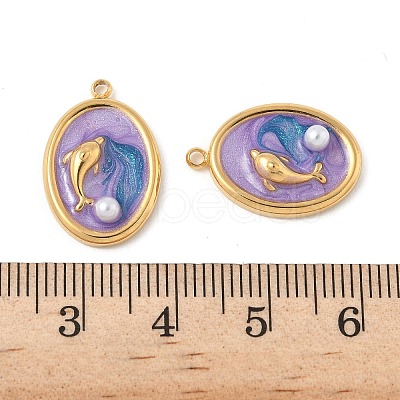304 Stainless Steel Enamel Pendants STAS-U057-11G-D-1