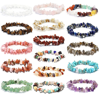 24 Styles Natural & Synthetic Mixed Gemstone Chip Beads G-PA0001-98-1