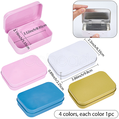 4Pcs 4 Colors Iron Jewelry Storage Boxes with Hinged Lid CON-SP0001-19-1