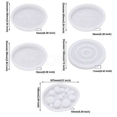 5Pcs 5 Style Cup Mat Silicone Molds DIY-BG0001-11-1