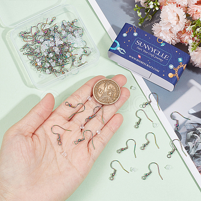80Pcs PVD Vacuum Plating 201 Stainless Steel Earring Hooks STAS-SC0007-68-1