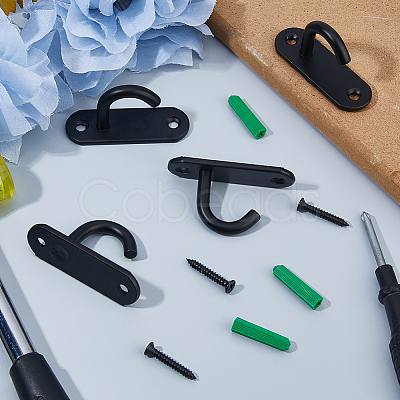 10Pcs Stainless Steel Heavy Duty Ceiling Hooks with Iron Screws and Plastic Anchors STAS-FH0002-54EB-1