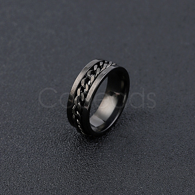 304 Stainless Steel Rotatable Chain Finger Rings for Men FS-WG60CA3-36-1