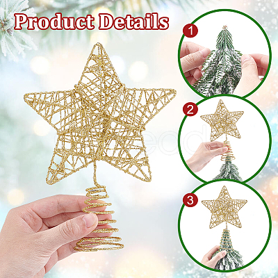 Glitter Iron Christmas Treetop Star Ornament AJEW-WH0031-83-1