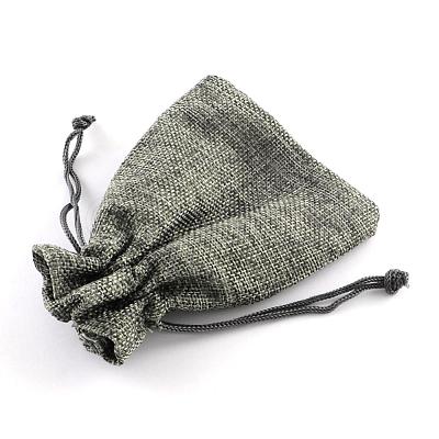 Polyester Imitation Burlap Packing Pouches Drawstring Bags ABAG-R005-9x7-04-1