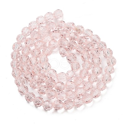 Misty Rose Color Faceted(32 Facets) Round Glass Beads Strands X-EGLA-J042-6mm-19-1