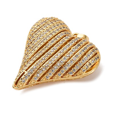 Brass Micro Pave Clear Cubic Zirconia Pendants KK-U076-19G-1