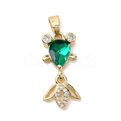 Brass Micro Pave Cubic Zirconia Pendants KK-K375-27G-18-1