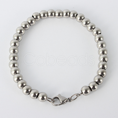 Tarnish Resistant 304 Stainless Steel Beaded Bracelets LS-BJEW-N240-16P-1