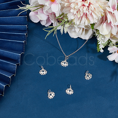 6Pcs Hollow 925 Sterling Silver Lotus Charms STER-DR0001-34-1