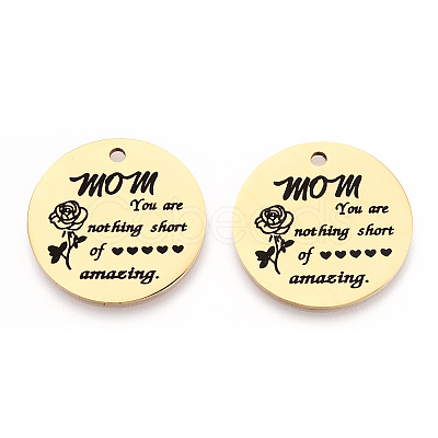Mother's Day 201 Stainless Steel Pendants LS-STAS-T064-37G-33-1