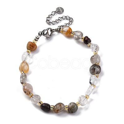 Natural Lodolite Quartz Beaded Bracelets for Women G-P563-07P-11-1
