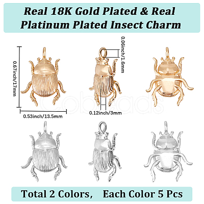 10Pcs 2 Colors Brass Pendants KK-BBC0023-96-1