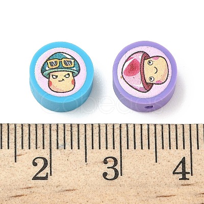 Printed Handmade Polymer Clay Beads CLAY-I016-08E-1