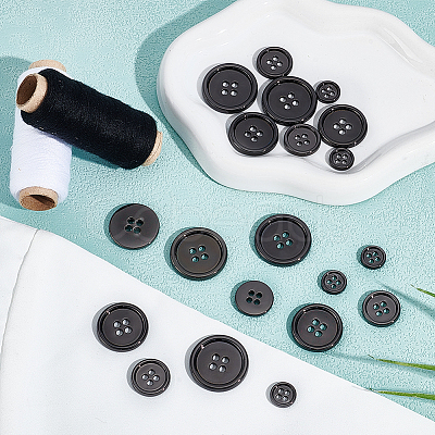 20Pcs 4 Styles 4-Hole Zinc Alloy Buttons BUTT-NB0002-12B-1