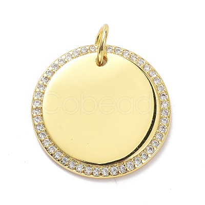 Brass Micro Pave Clear Cubic Zirconia Pendants ZIRC-L091-072G-1