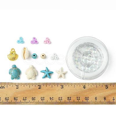 DIY Synthetic Turquoise & Seed Beads Bracelets Making Kits DIY-FS0007-01-1