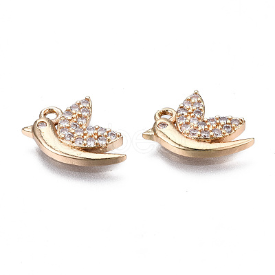 Brass Micro Pave Clear Cubic Zirconia Charms KK-S359-110-RS-1