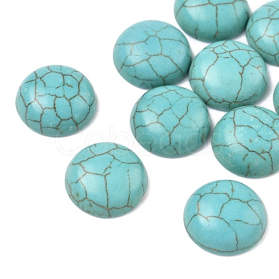 Craft Findings Dyed Synthetic Turquoise Flat Back Dome Cabochons X-TURQ-S266-14mm-01-1