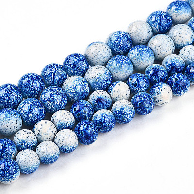 Transparent Baking Paint Glass Beads Strands DGLA-N009-8mm-07-1