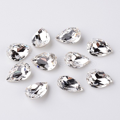 Faceted Teardrop K9 Glass Rhinestone Cabochons RGLA-I001-18x13mm-001-1