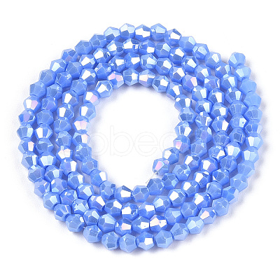 Opaque Solid Color Electroplate Glass Beads Strands EGLA-A039-P2mm-B19-1