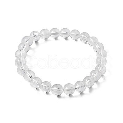 Natural Quartz Crystal Beaded Stretch Bracelets X-BJEW-Q692-46-8mm-1