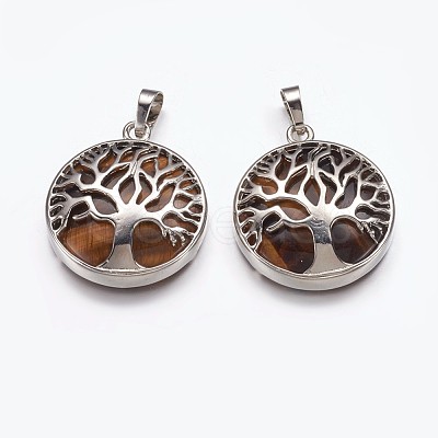 Natural Tiger Eye Pendants G-E449-C05-1