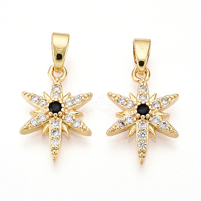 Brass Micro Pave Cubic Zirconia Pendants KK-T070-59A-G-1