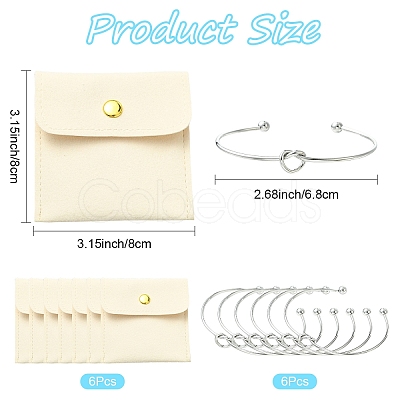 6Pcs Knot Shape Cuff Bangle BJEW-YW0001-19-1