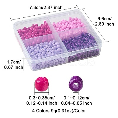 800pcs 4 Colors Baking Paint Glass Round Seed Beads SEED-FS0001-21A-1