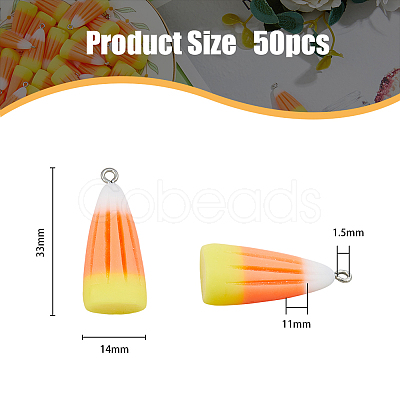 DICOSMETIC 50Pcs Candy Corn Halloween Acrylic Pendants SACR-DC0001-11-1